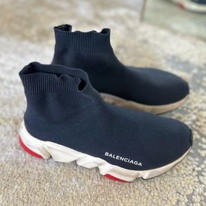 BALENCIAGA Speed LT Logo Print strech knit high top sneakers